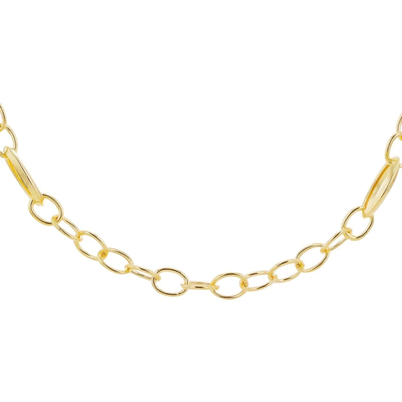 Image of Be You 9ct Gold Oval Belcher Station Necklace Yellow Gold female 24in