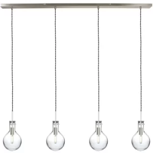 Image of Sienna Elegance Straight Bar Pendant Ceiling Light Steel Brushed, Glass Transparent
