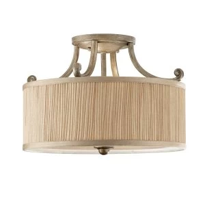 Image of 3 Light Semi Flush Ceiling Light Silver Sand with Shade, E27