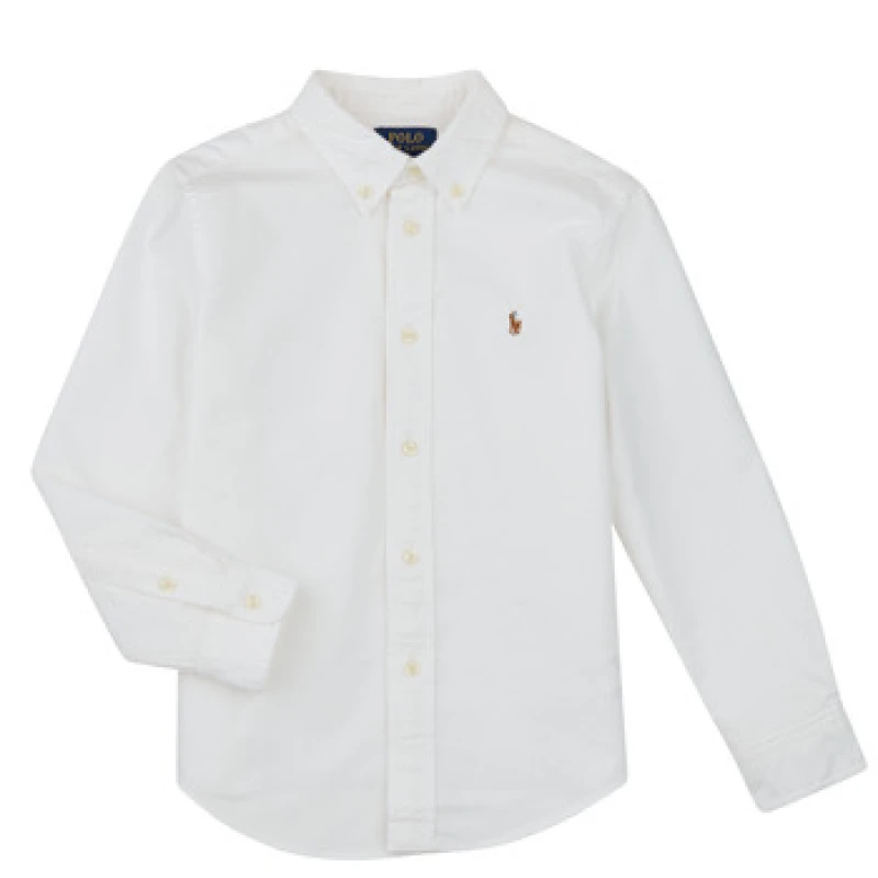Image of Polo Ralph Lauren LS BD-TOPS-SHIRT boys's Children's Long sleeved Shirt in White