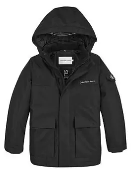 Image of Calvin Klein Jeans Boys Back To School Jacket - Black, Size Age: 8 Years