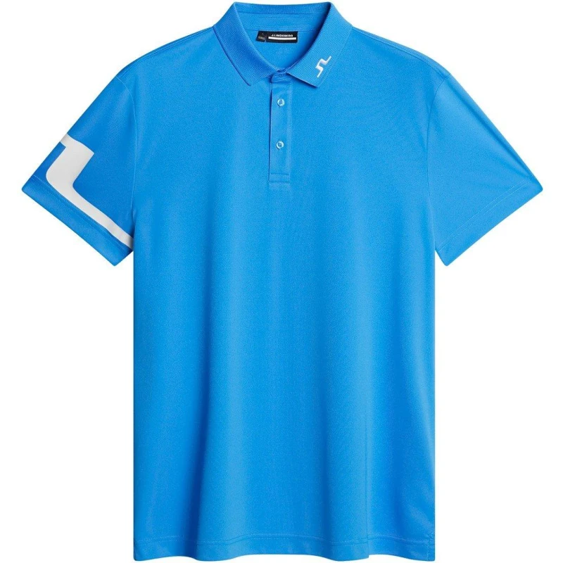 Image of J Lindeberg Golf Mens Short Sleeve Performance Polo Shirt Sonic Blue male Small