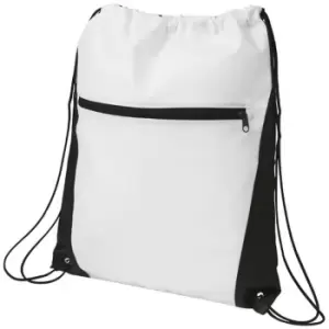 Image of Bullet Contrast Non Woven Drawstring Backpack (One Size) (White/Solid Black)