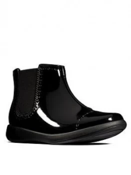 Image of Clarks Kid Etch Form Ankle Boot - Black Patent