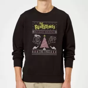 Image of Flintstones Rockin Around The Tree Christmas Jumper - Black - M