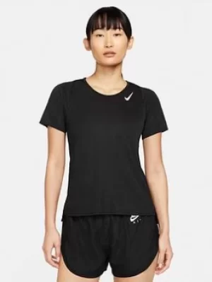 Image of Nike Running Df Race Tee, Black, Size S, Women