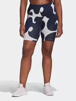 Image of adidas Marimekko Rib Knee-Length Short Tights (Plus Size) - Purple, Purple, Size 1X, Women