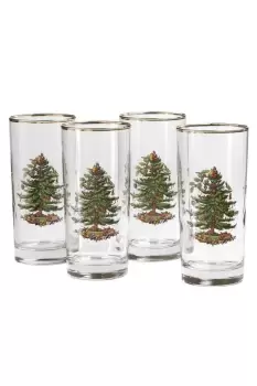 Image of Spode Christmas Tree Hi-Ball Glasses Set of 4