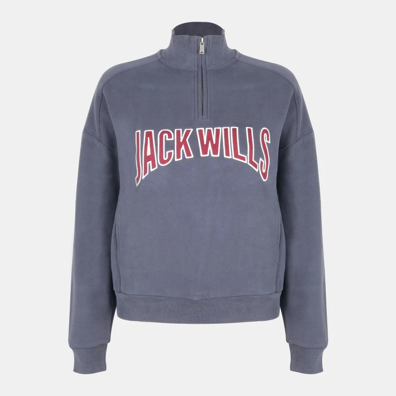 Image of Jack Wills Womens 1/4 Zip Fleece Navy female 6 (2XS)