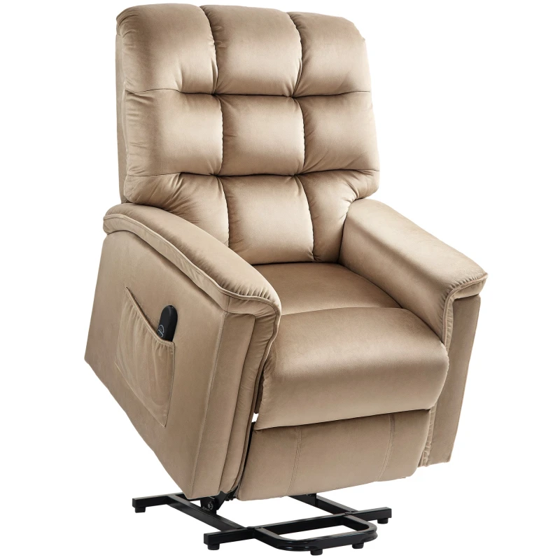 Image of HOMCOM Power Lift Recliner Chair for Elderly w/ Remote Control, Champagne Beige