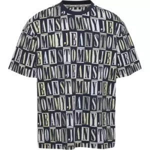 Image of Tommy Jeans Tjm Ovz Tommy Aop Tee - Black