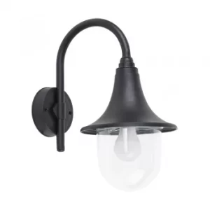 Image of Bramhall IP44 Outdoor Swan Neck Wall Light in Black