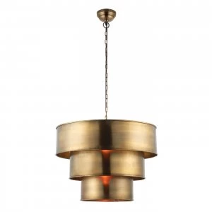 Image of 1 Light Cylindrical Ceiling Pendant Antique Brass, E27