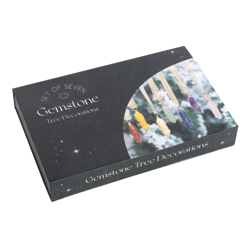 Image of KDMD Set of 7 Hanging Crystal Tree Decorations Multi