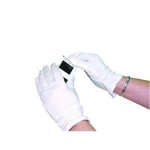 Image of White Knitted Cotton Medium Gloves Pack of 20 GINCWO