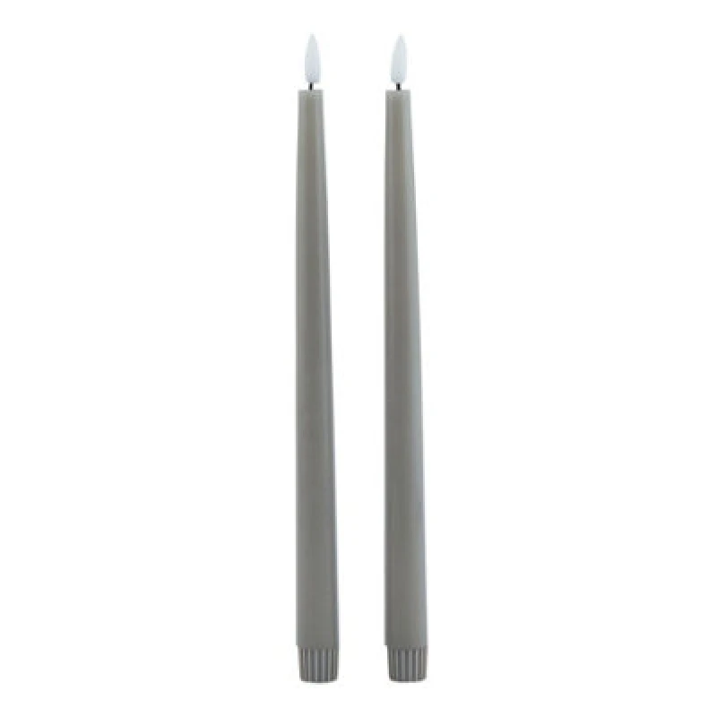 Image of Love Lace S/2 Grey LED Wax Dinner Candles Grey