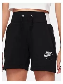 Image of Nike Older Girls Nsw Air French Terry 5" Short - Black/White, Size Xs=6-8 Years