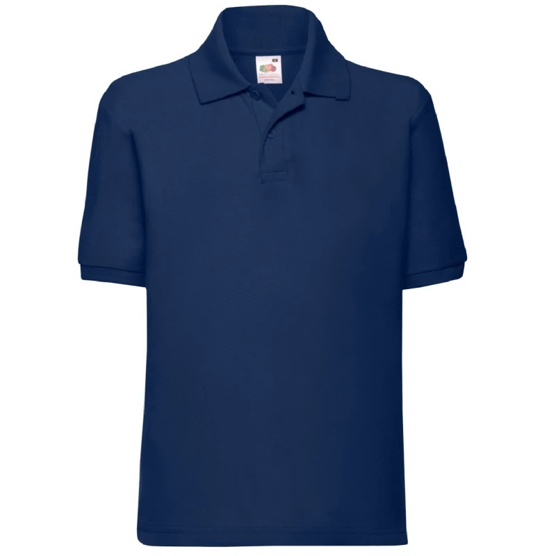 Image of Fruit of the Loom Pique Short-Sleeved Polo Shirt in Navy Size: 12-13 Years Navy Unisex 12-13 Years