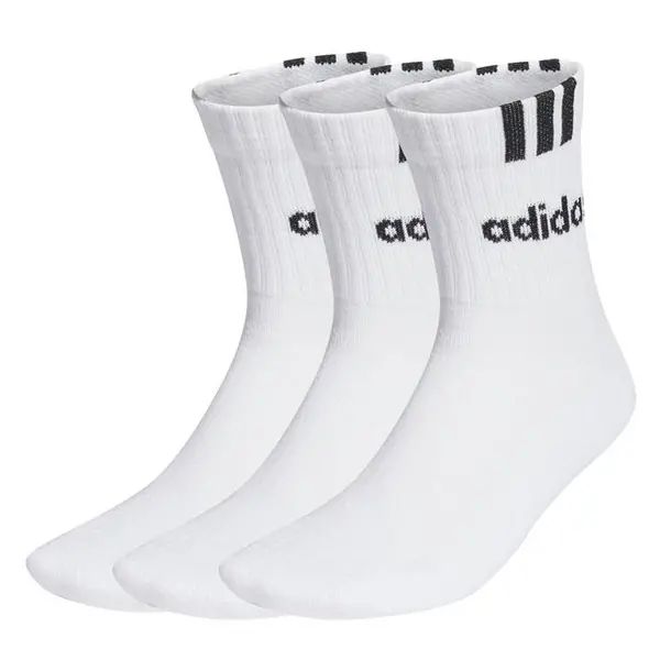 Image of adidas Linear 3 Stripe Cushioned Half Crew Sock Crew Socks Ladies 4-8 White 41788201050