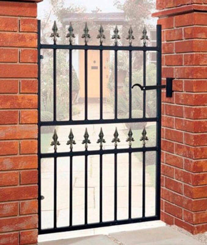 Image of Cannock Gates Corfe Premium Range Spear Top Single Gate - Solid Steel - Fits Gap Of 991mm X 1168mm High - Electro Galv./black Powder Coated