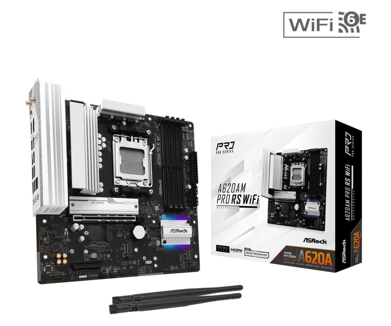 Image of ASRock A620AM Pro RS WIFI AMD A620A DDR5 AM5 Micro-ATX Motherboard
