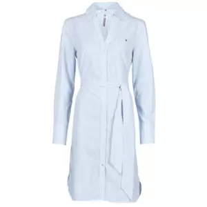 Image of Tommy Hilfiger MONICA KNEE SHIRT DRESS LS womens Dress in White - Sizes FR 34,FR 36,FR 38,FR 40,FR 42,FR 44