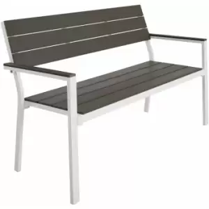 Image of Tectake - Garden bench 2-seater w/ aluminium frame (128x59x88cm) - light grey/white - light grey/white
