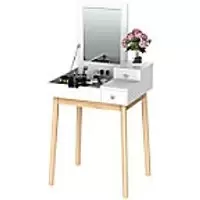 Image of HOMCOM Dressing Table 831-183 MDF, Pine Wood White 500 mm x 600 mm x 8550 mm