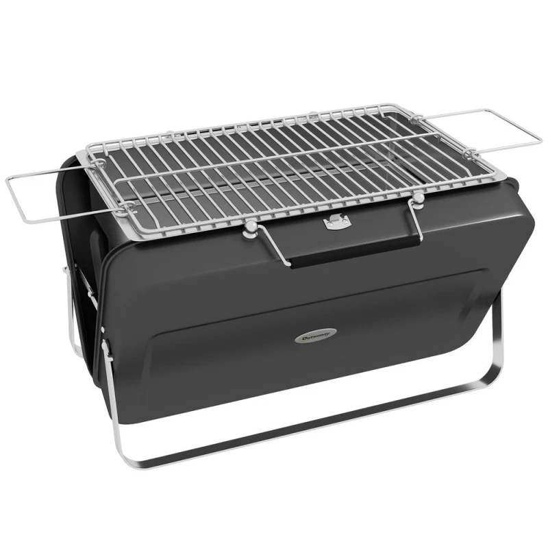 Image of Outsunny Portable BBQ Grill with Suitcase Design for Camping Picnic Party Black