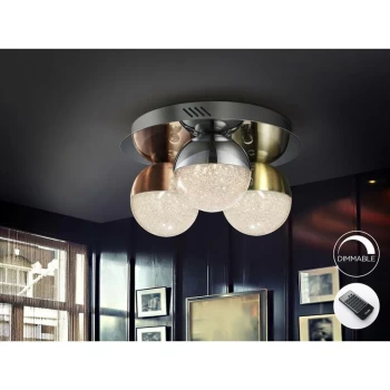 Image of Schuller Sphere - Integrated LED Dimmable Flush Ceiling Light with Remote Control Chrome, Brass, Copper