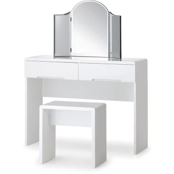Image of Dressing Table With 2 Drawers High Gloss White - Naomi