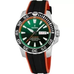 Image of Festina Gents Festina Diver Black Orange Watch F20662/2 - Silver, Green and Black