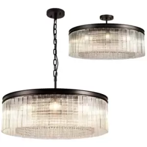 Image of Large Cylindrical Ceiling Pendant, 10 Light E14, Brown Oxide - Luminosa Lighting