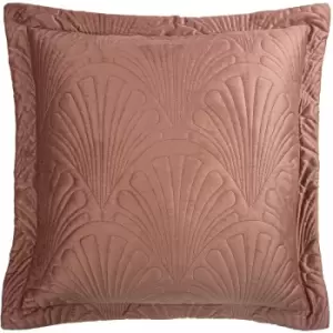 Image of Paoletti - Palmeria Embroidered Faux Velvet Quilted Cushion Cover, Blush, 60 x 60 Cm