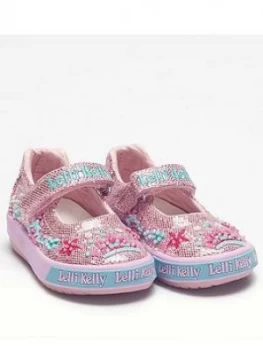 Image of Lelli Kelly Tiara Baby Dolly Shoe - Pink/Glitter, Pink Glitter, Size 7 Younger