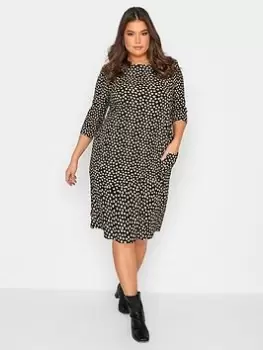 Image of Yours Tunic Pocket Dress Polka Dot - Black/White, Size 30-32, Women