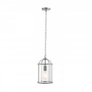 Image of 1 Light Ceiling Pendant Clear Glass, Satin Nickel, E27
