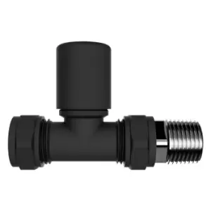 Image of VURTU15 Straight Thermostatic Radiator Valve & Lockshield in Black - Single
