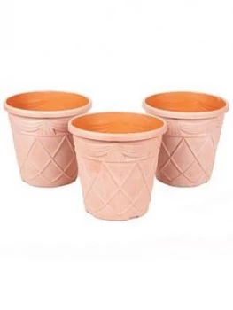 Image of You Garden Set Of 3 Aged Teracotta Tuscan Planters 10"