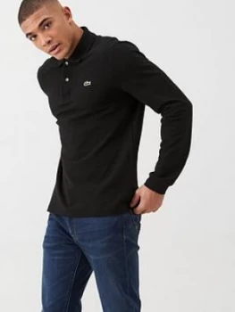 Image of Lacoste Sportswear Classic Long Sleeve Pique Polo Shirt - Black, Size 7, Men
