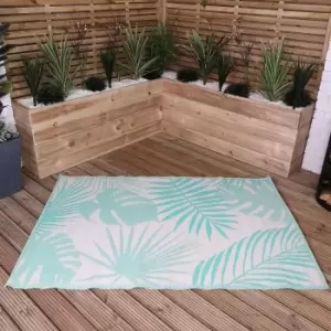 Image of 180cm x 120cm Outdoor Geometric Pattern Waterproof Rug Mat for Garden Patio in Mint Green
