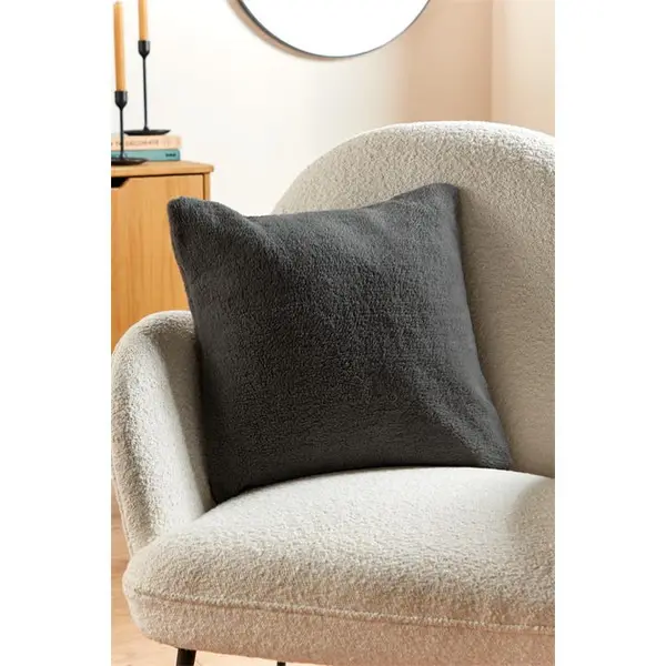 Image of Homelife Homelife Cosy Teddy Fleece Filled Cushion - Grey One Size