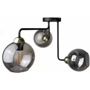 Image of Keter Cosmo Multi Arm Semi Flush Ceiling Light Black, Gold, 50cm, 3x E27