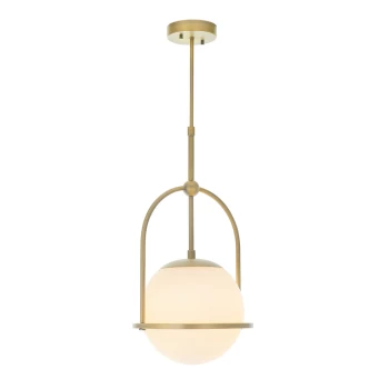 Image of Cosenza Pendant Ceiling Light Matt Antique Brass Plate & Opal Glass