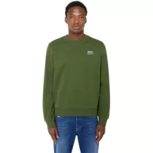 Image of Diesel Patch Logo Crew Sweater Mens - Green