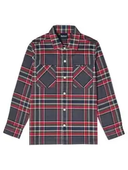 Image of Barbour Boys Portdown Check Shirt - Grey Marl, Grey, Size 14-15 Years