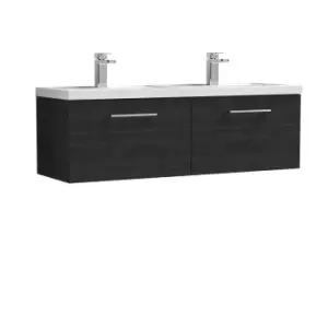 Image of Nuie Arno 1200mm Wall Hung 2 Drawer Vanity & Double Polymarble Basin Charcoal Black