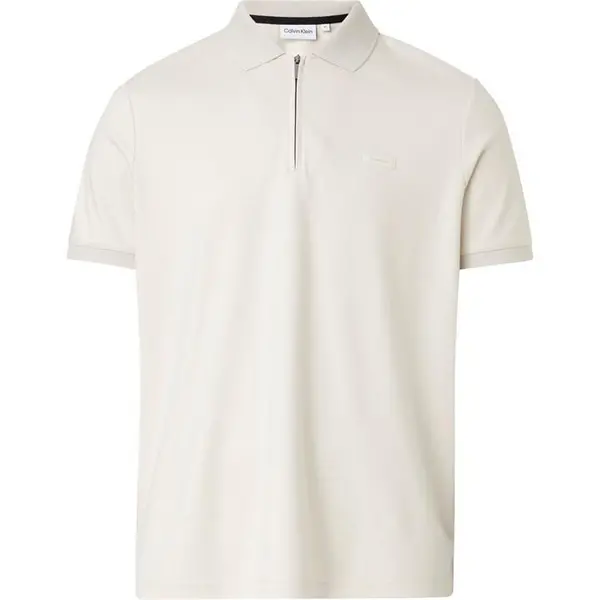 Image of Calvin Klein Welt Zip Polo Shirt - Beige S
