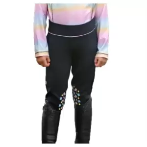 Image of Little Rider Girls Dazzling Dream Horse Riding Tights (3-4 Years) (Navy/Pastel)