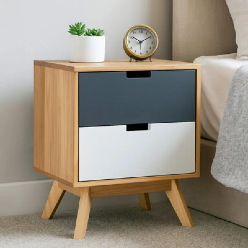 Image of Orsina Versatile Design 2 Drawer Bedside Table, Industrial Design Table For Bedroom, Everyday Use Lounge Table